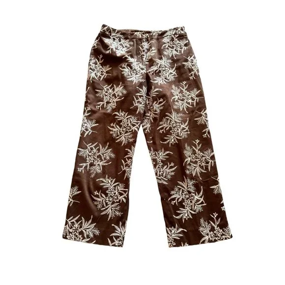 Jones of New York Signature Brown with White Floral Embroidery Pedal Pusher - Picture 1 of 5